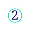 Cercle turquoise avec le chiffre 2 en bleu vif à l'intérieur, représentant la deuxième étape.