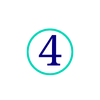 Cercle turquoise avec le chiffre 4 en bleu vif à l'intérieur, représentant l'étape quatre.