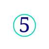 Cercle turquoise avec le chiffre 5 en bleu vif à l'intérieur, représentant l'étape 5