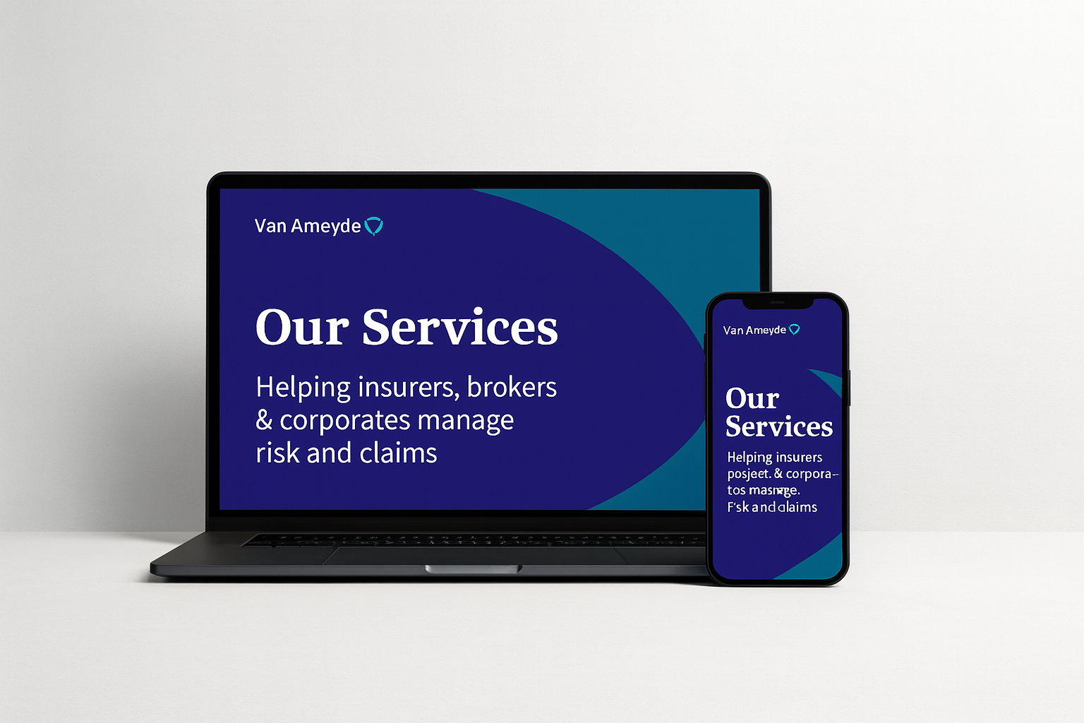 Os serviços de gestão de sinistros da Van Ameyde são apresentados em computadores portáteis e dispositivos móveis, ajudando seguradoras, corretores e empresas a gerir riscos e sinistros.